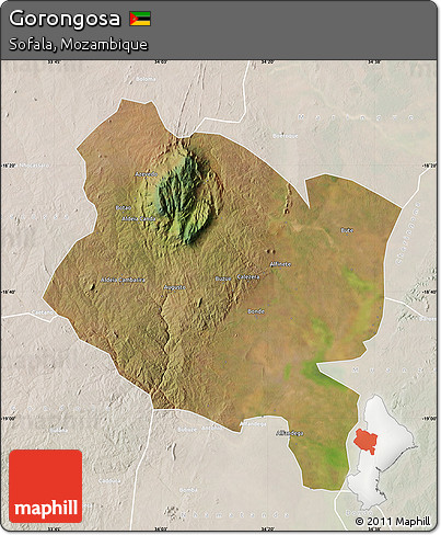 Satellite Map of Gorongosa, lighten