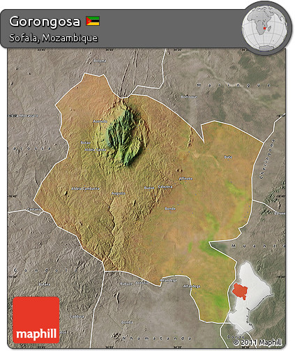 Satellite Map of Gorongosa, semi-desaturated