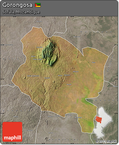 Satellite Map of Gorongosa, semi-desaturated