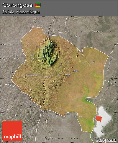 Satellite Map of Gorongosa, semi-desaturated