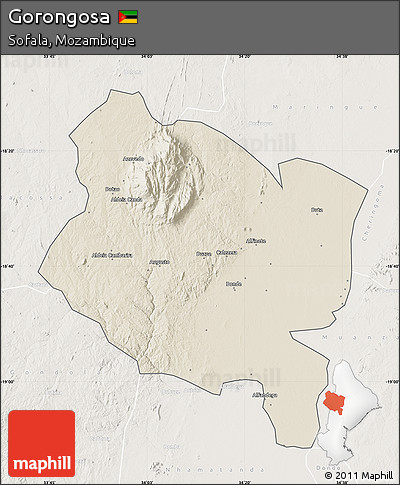 Shaded Relief Map of Gorongosa, lighten