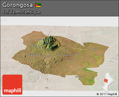 Satellite Panoramic Map of Gorongosa, lighten