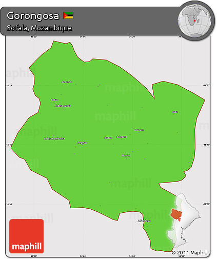 Political Simple Map of Gorongosa, cropped outside