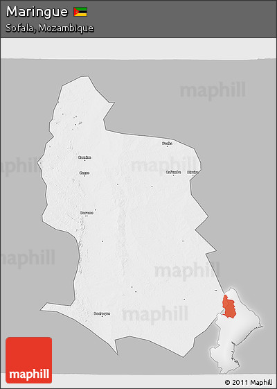 Gray 3D Map of Maringue, single color outside