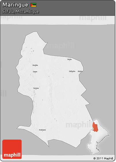 Gray 3D Map of Maringue, single color outside
