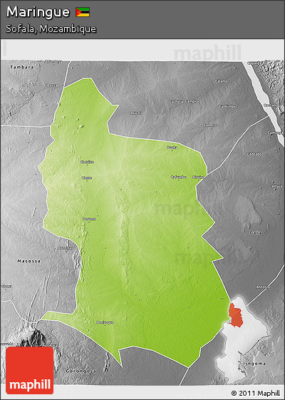 Physical 3D Map of Maringue, desaturated
