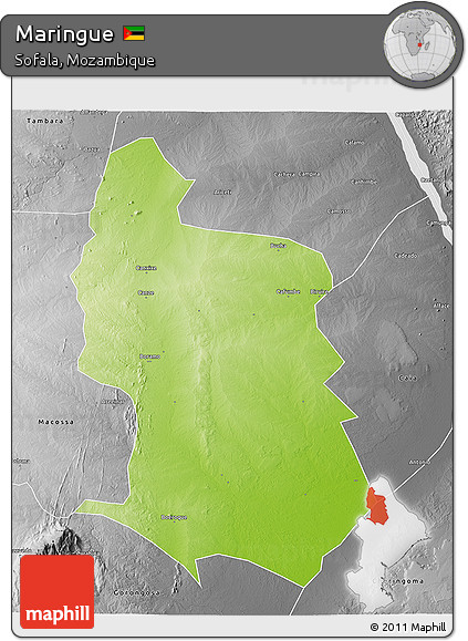 Physical 3D Map of Maringue, desaturated
