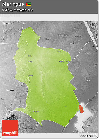 Physical 3D Map of Maringue, desaturated