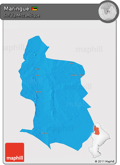Political 3D Map of Maringue, single color outside