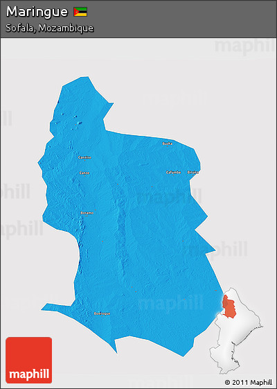 Political 3D Map of Maringue, single color outside