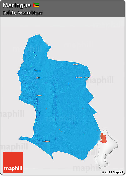 Political 3D Map of Maringue, single color outside