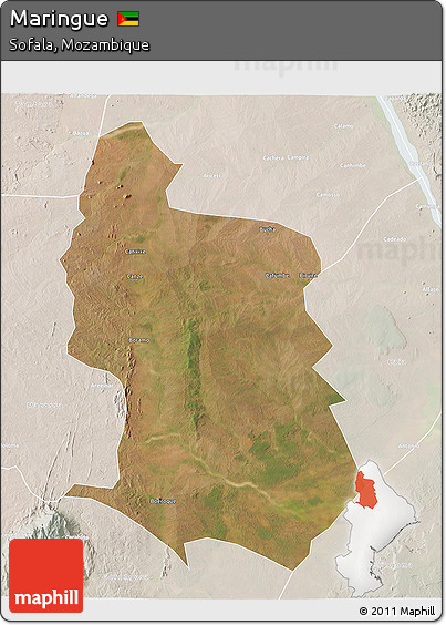 Satellite 3D Map of Maringue, lighten