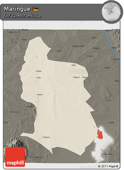Shaded Relief 3D Map of Maringue, darken