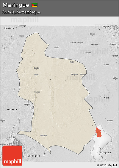 Shaded Relief 3D Map of Maringue, desaturated