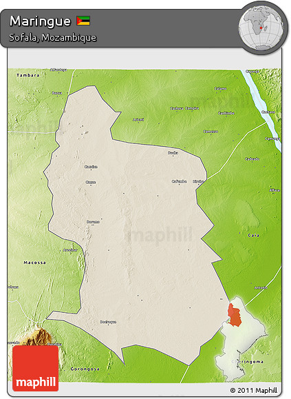 Shaded Relief 3D Map of Maringue, physical outside