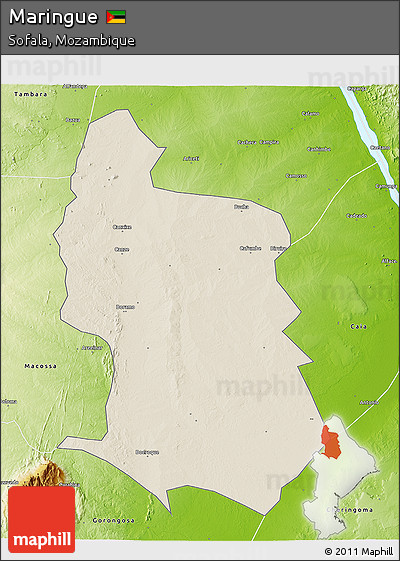 Shaded Relief 3D Map of Maringue, physical outside
