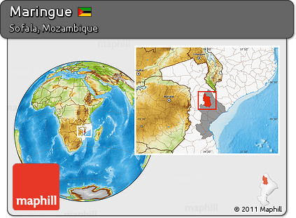 Physical Location Map of Maringue, highlighted country, highlighted parent region