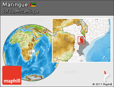 Physical Location Map of Maringue, highlighted country, highlighted parent region