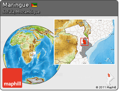 Physical Location Map of Maringue, highlighted country, highlighted parent region