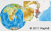 Physical Location Map of Maringue, highlighted country, highlighted parent region