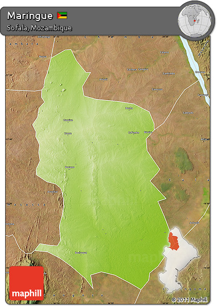 Physical Map of Maringue, satellite outside