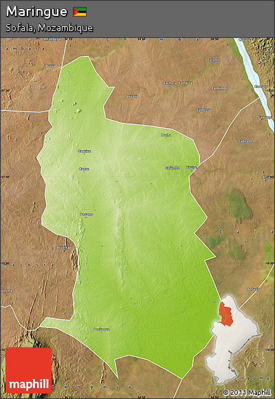Physical Map of Maringue, satellite outside