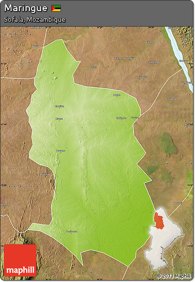 Physical Map of Maringue, satellite outside