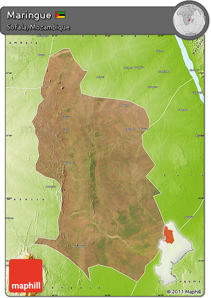 Satellite Map of Maringue, physical outside