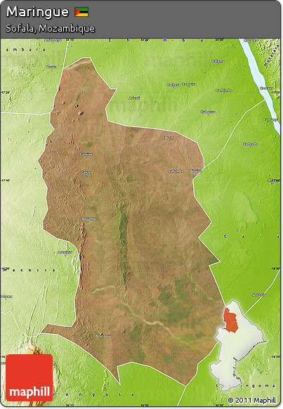 Satellite Map of Maringue, physical outside