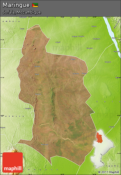 Satellite Map of Maringue, physical outside