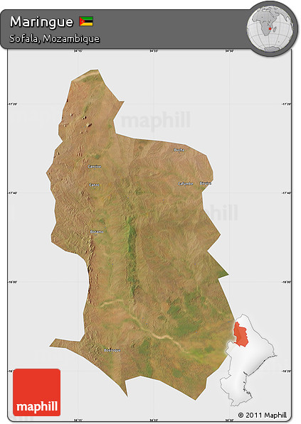 Satellite Map of Maringue, single color outside