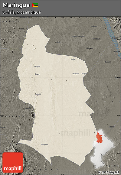 Shaded Relief Map of Maringue, darken