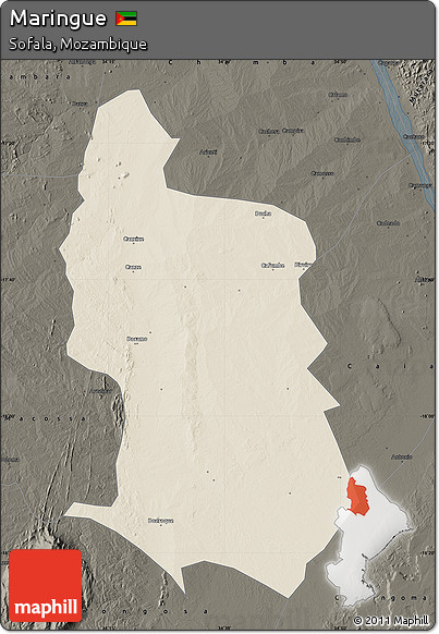 Shaded Relief Map of Maringue, darken