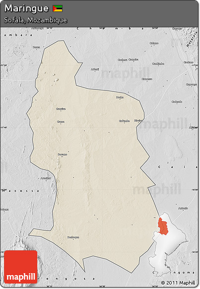 Shaded Relief Map of Maringue, desaturated
