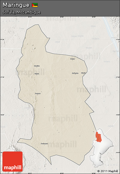 Shaded Relief Map of Maringue, lighten