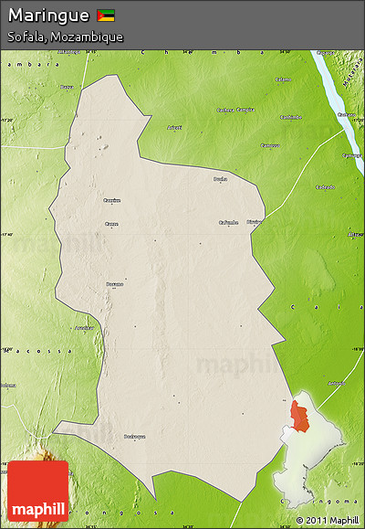 Shaded Relief Map of Maringue, physical outside