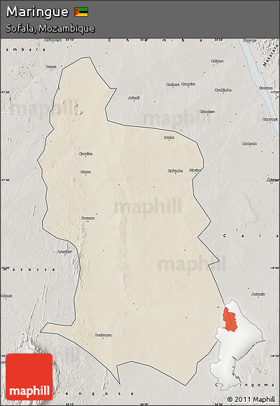 Shaded Relief Map of Maringue, semi-desaturated