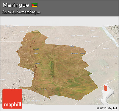 Satellite Panoramic Map of Maringue, lighten