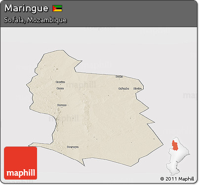 Shaded Relief Panoramic Map of Maringue, cropped outside