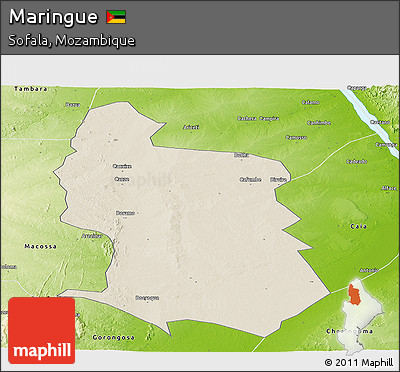 Shaded Relief Panoramic Map of Maringue, physical outside