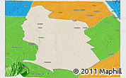 Shaded Relief Panoramic Map of Maringue, political outside