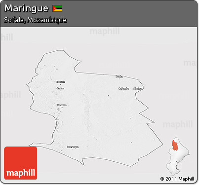 Silver Style Panoramic Map of Maringue, single color outside