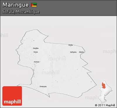 Silver Style Panoramic Map of Maringue, single color outside