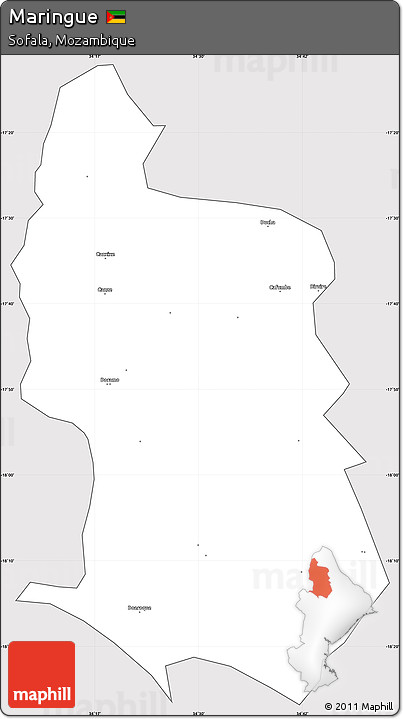 Silver Style Simple Map of Maringue, cropped outside