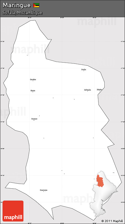 Silver Style Simple Map of Maringue, cropped outside