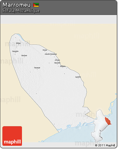 Classic Style 3D Map of Marromeu, single color outside