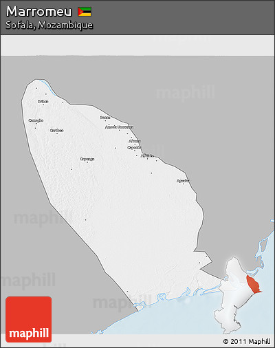 Gray 3D Map of Marromeu, single color outside