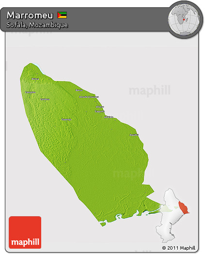 Physical 3D Map of Marromeu, cropped outside