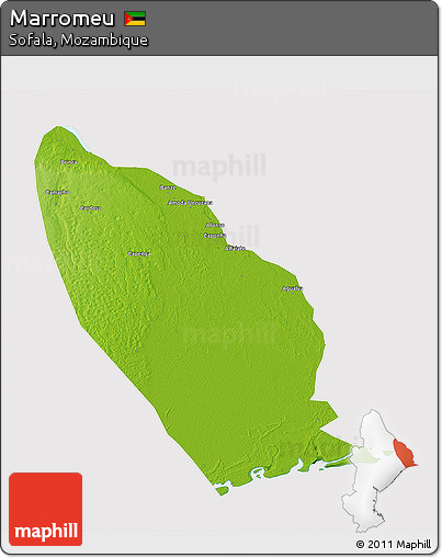 Physical 3D Map of Marromeu, cropped outside