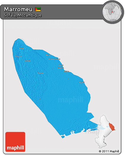 Political 3D Map of Marromeu, cropped outside